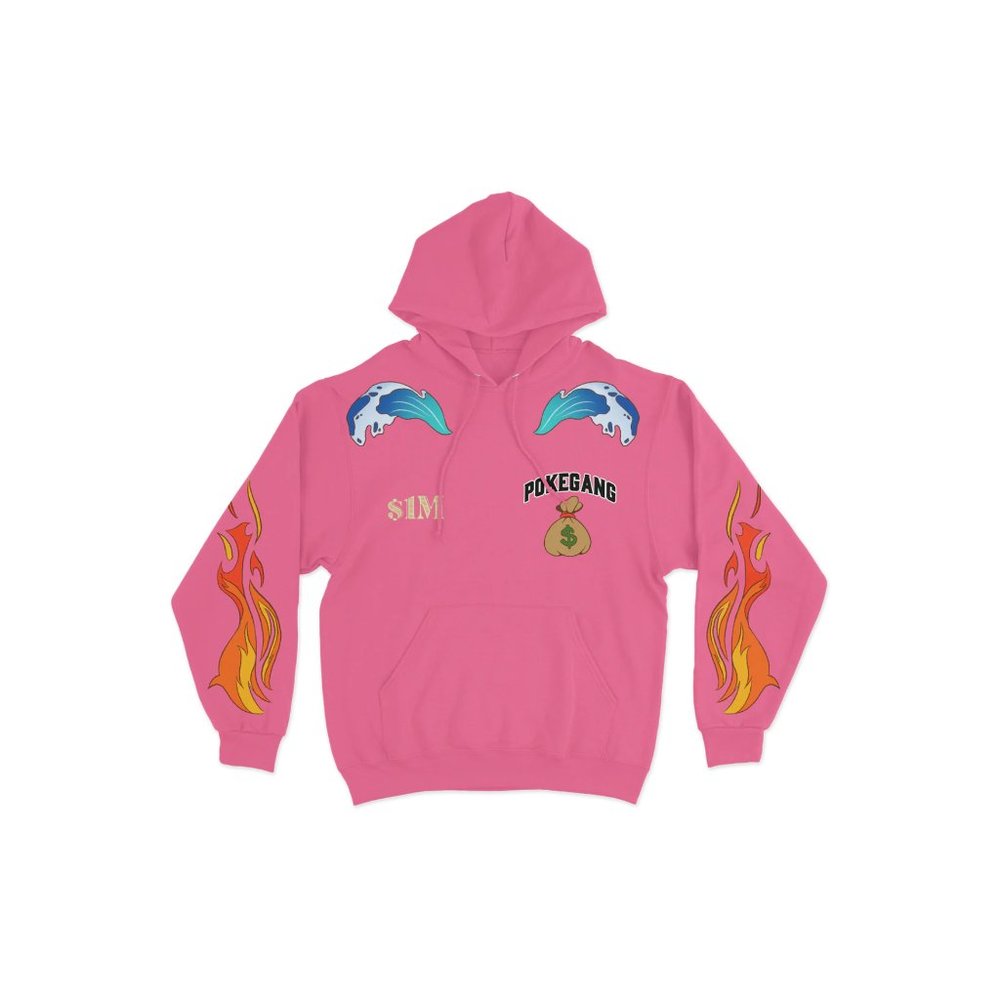 PokeGang Unisex Pink Long Sleeve Side Kangaroo Pocket Gym Workouts Hoodie